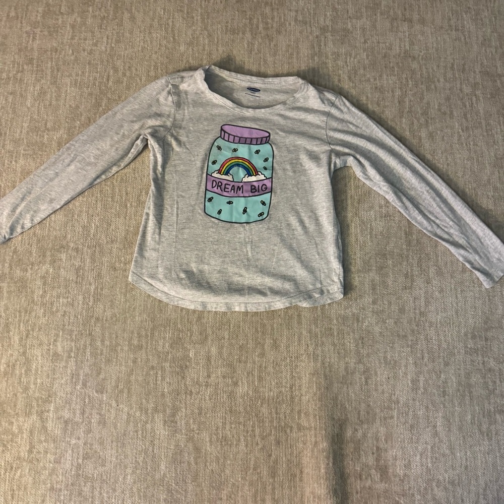 Old Navy girls Kids Light Gray Long Sleeve Tee Size Small (6-7)